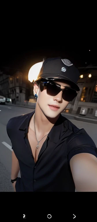 Handsome advance,hat backwards sunglasses