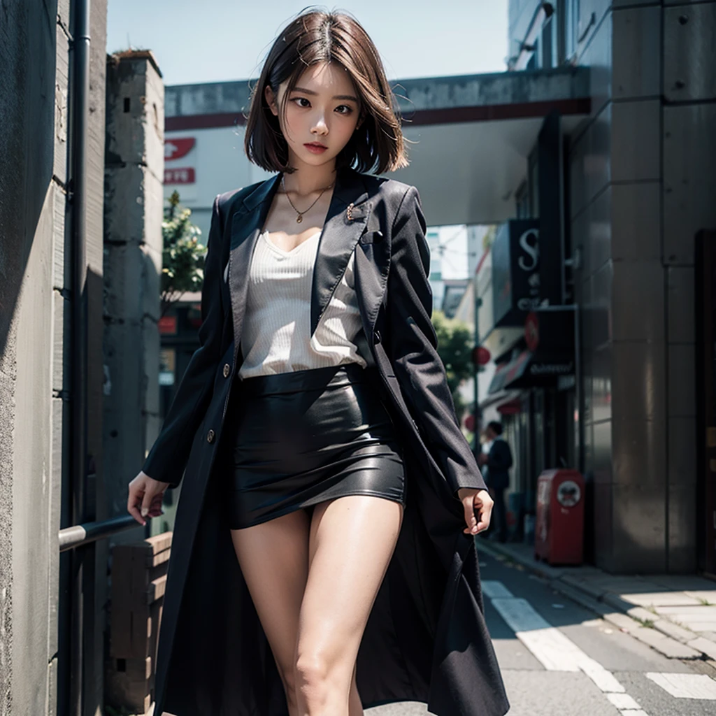 Asian rocker woman walking