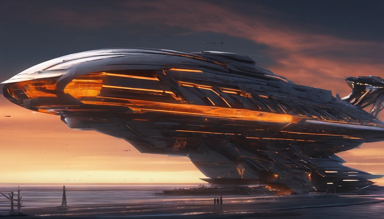 A unique metallic color of a bengal tiger starship in Gothic style, & the shape of a bengal tiger, Tim Burton & Mary Shelley's vision, flying by Saturn, cool 750k UHD unveiling every minute feature, from heavy artillery, intricately woven into the ship's backbone to the Bengal tiger's head at the tip of the ship & riveting diodes, black & orange crystal diamond nacelles, in the rear., anime, conceptual art, architecture, vibrant, illustration, 3d render, fashion, wildlife photography, typography, painting, cinematic, portrait photography, dark fantasy.