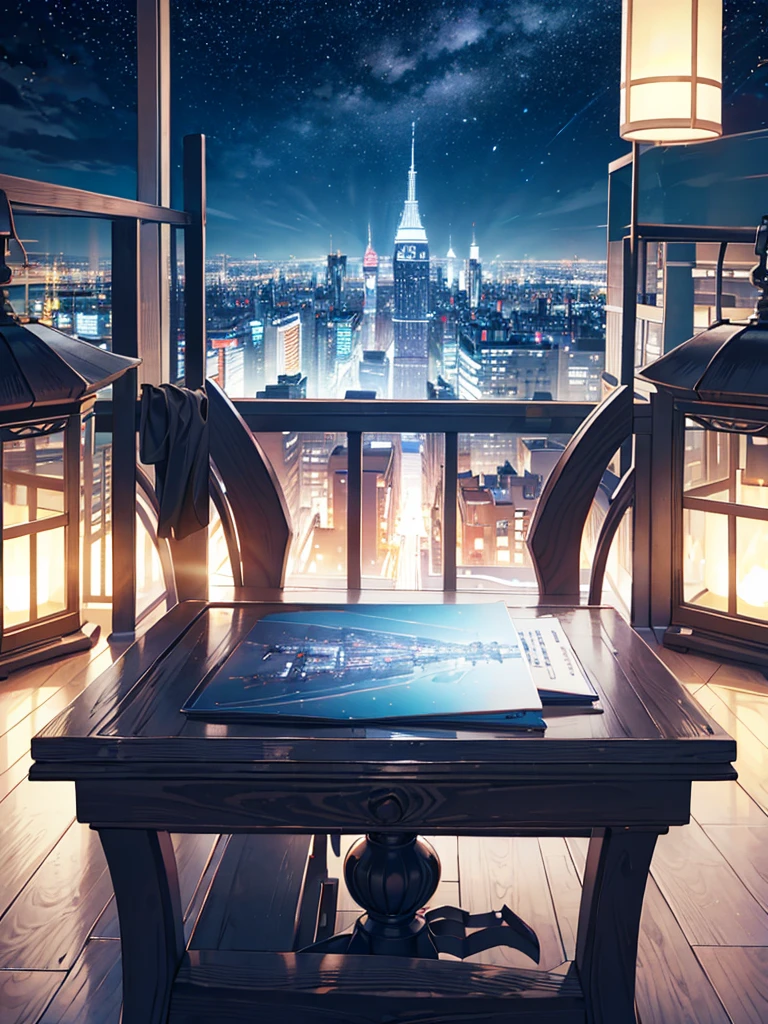 (On the table)(High Detail)Mechanical City、The near future、nobody、Dark、fantastic、You can see the night sky