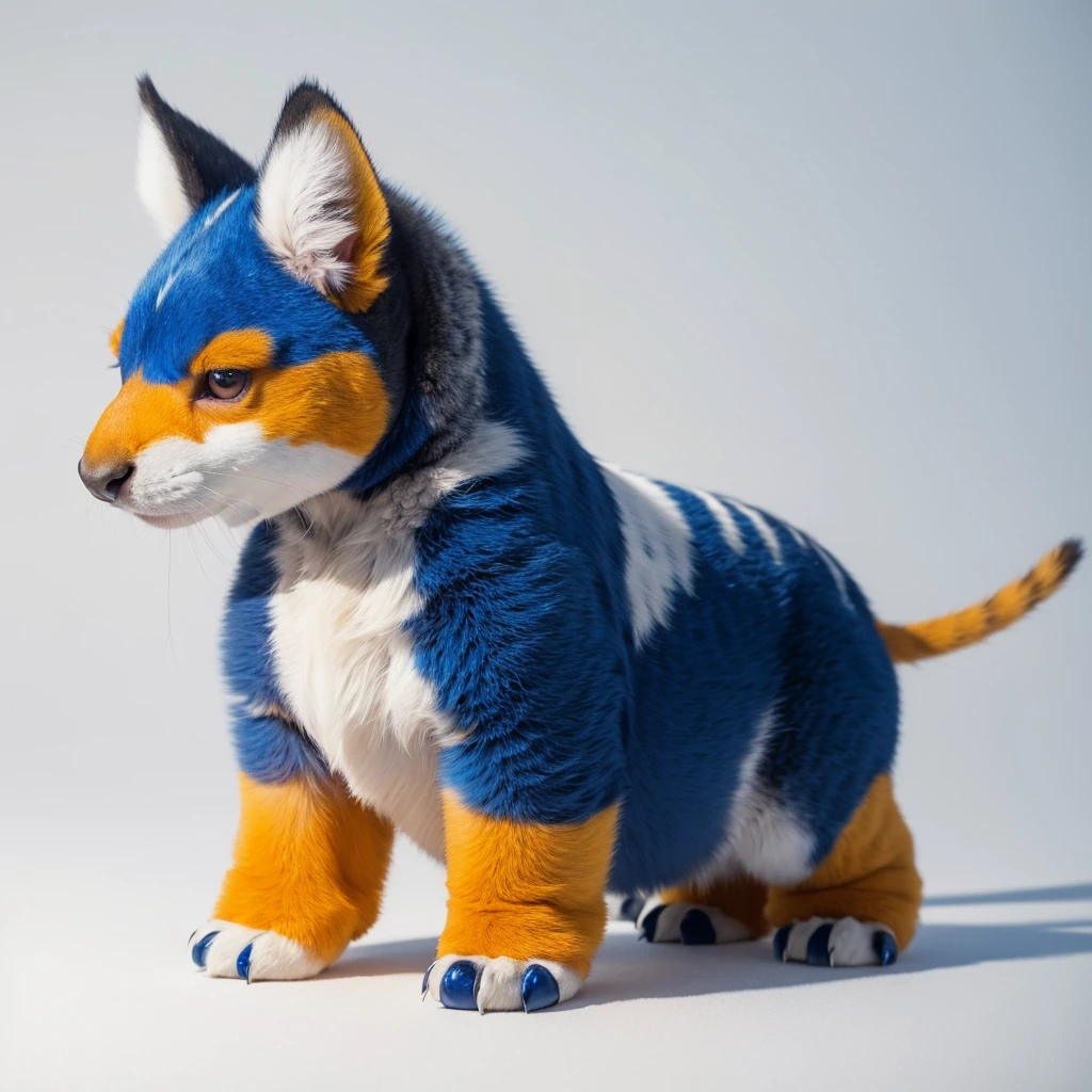 Small Animaly, agumon mixed with Moose, (the skin is silver), has blue stripes on his skin, white eyes, Grassroots, no background
