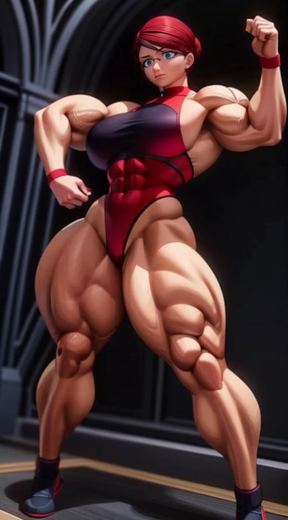 a very muscular female bodybuilder, extremely detailed, athletic body, red sports bra and panties, dynamic pose, artistic lighting, dramatic shadows, cinematic composition, photorealistic, high contrast, vivid colors, 8k, hyper detailed