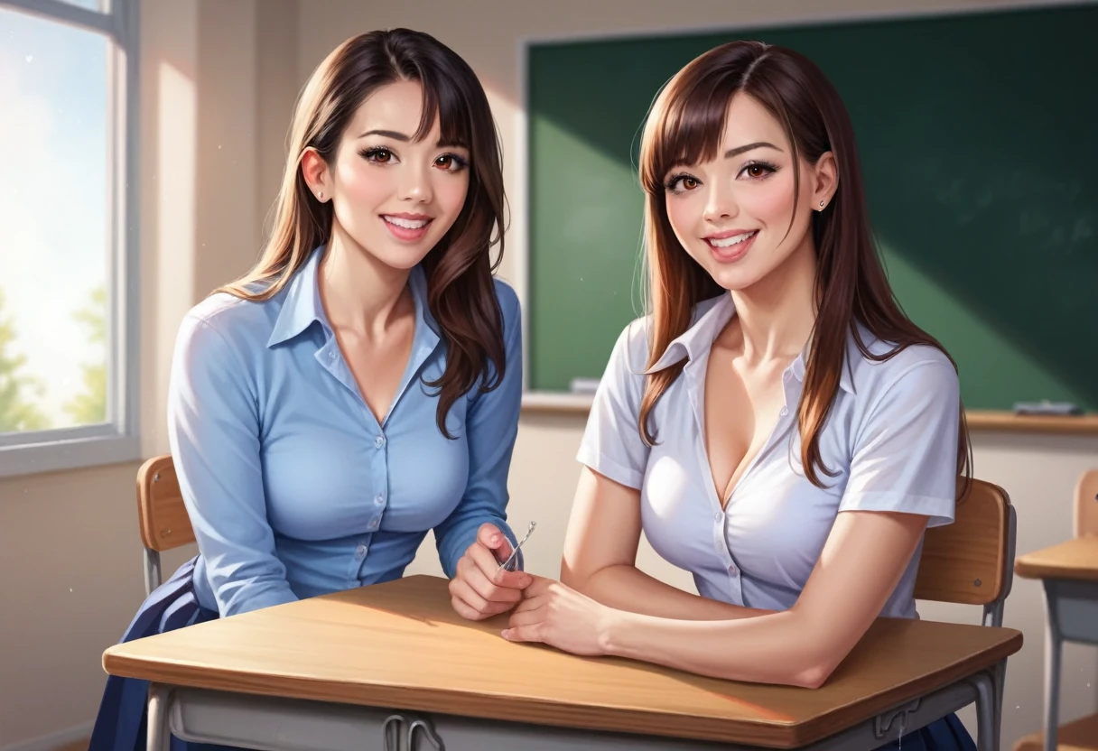nsfw, Three Beautiful Girls Squirting from Their Pussies , beautiful detailed eyes, beautiful detailed lips, extremely detailed face, extremely detailed skin,dripping,  Multiple Asian beauties , photorealistic, 8k, masterpiece, ultra-detailed, realistic  ,Very happy expression, school classroom, 