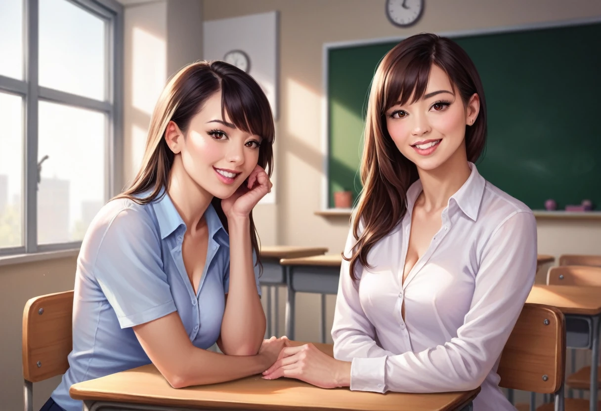 nsfw, Three Beautiful Girls Squirting from Their Pussies , beautiful detailed eyes, beautiful detailed lips, extremely detailed face, extremely detailed skin,dripping, Multiple Asian beauties , photorealistic, 8k, masterpiece, ultra-detailed, realistic ,Very happy expression, school classroom,