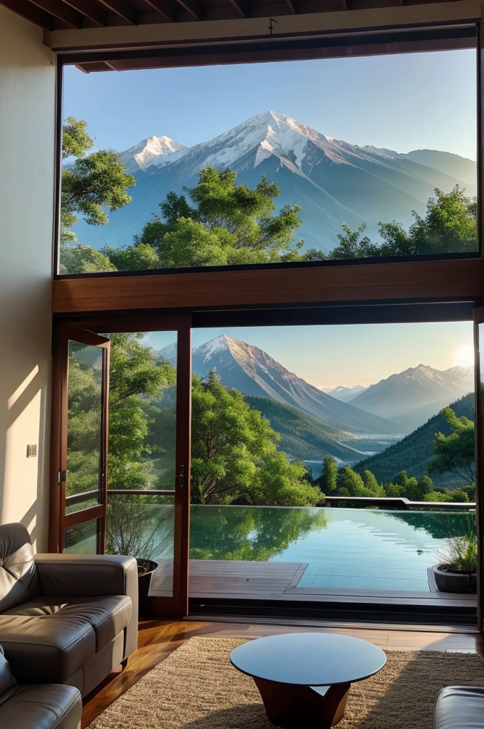 A home with a beautiful mountain view,starts,lake,moon greener 