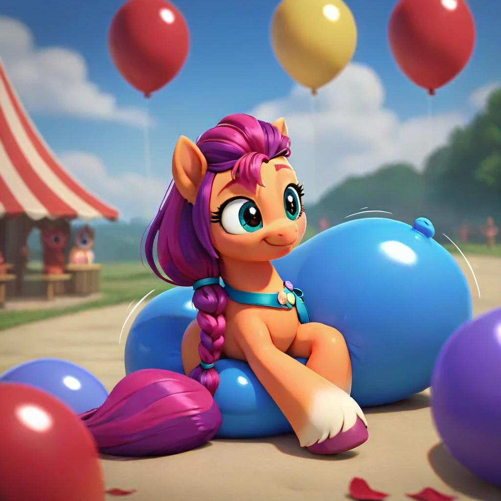 cinematic film still score_9, score_8_up, score_7_up, score_6_up, score_5_up, score_4_up, Digital art, cute, 
Sunny Starscout, earth pony, muscular, smirking, feral,
rating_questionable,
meadow, 
(balloon fetish, looner, sitting on a balloon, balloon sitting:1.2), 
(detailed balloon, one balloon, sitpop:1.3), 
thick thighs, balloon fetish, sitting on a balloon, one balloon, too heavy,
(tied balloon, tight balloon, necked balloon:1.2), 
foreshortening, depth of field, motion lines, 
emphasis lines, impact emanata,
screencap,  . shallow depth of field, vignette, highly detailed, high budget, bokeh, cinemascope, moody, epic, gorgeous, film grain, grainy