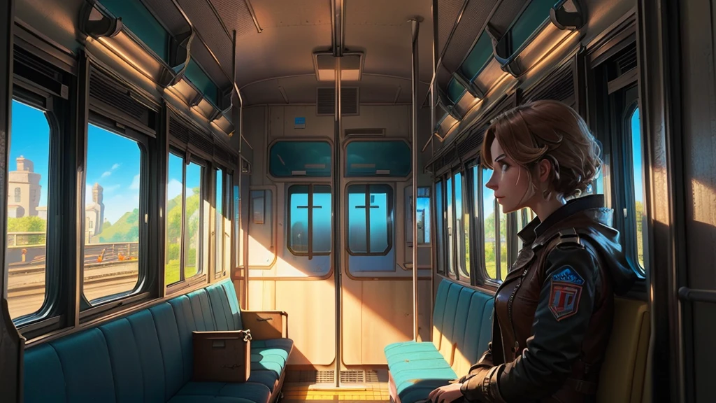 arafed woman in a train, looking out a window, video game cutscene, ps5 cinematic screen capture, 2020 video game screenshot, cutscene footage, in-game cinematic, from a 2 0 1 9,  8k movie,