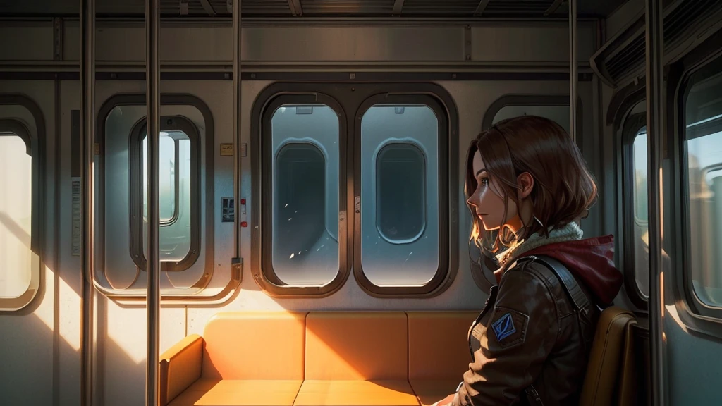 arafed woman in a train, looking out a window, video game cutscene, ps5 cinematic screen capture, 2020 video game screenshot, cutscene footage, in-game cinematic, from a 2 0 1 9,  8k movie,