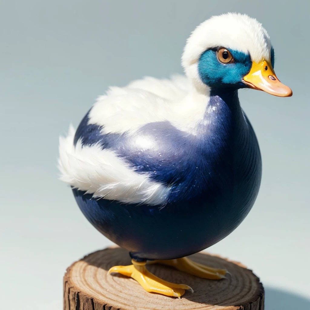 Small Animaly, egg mixed with duck, (the skin is silver), has blue stripes on his skin, white eyes, Grassroots, no background