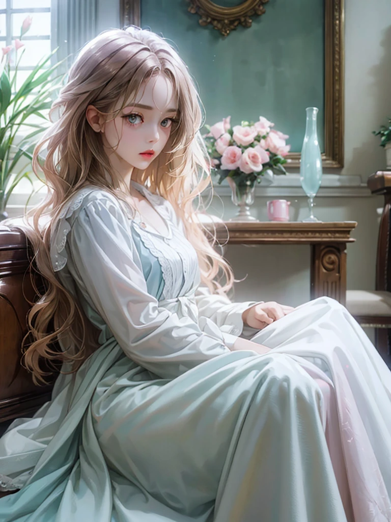 delicate Big eyes I have long hair Cute girl Pastel color clothes
