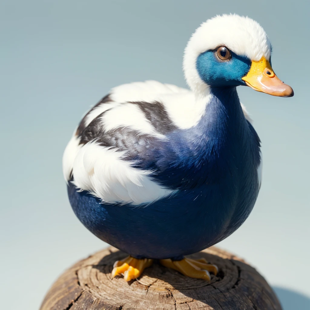Small Animaly, egg mixed with duck, (the skin is silver), has blue stripes on his skin, white eyes, Grassroots, no background