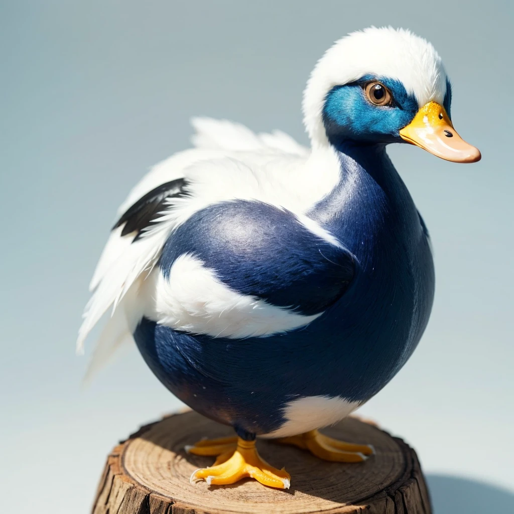 Small Animaly, egg mixed with duck, (the skin is silver), has blue stripes on his skin, white eyes, Grassroots, no background