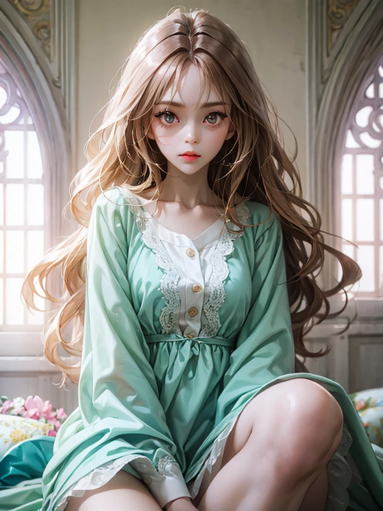 delicate Big eyes I have long hair Cute girl Pastel color clothes