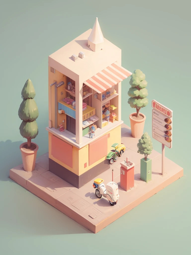City-neighbourhood,5 big buildings, traffic lights, cars, motorcycles, lisses,children playing at road sides, toystores, White background,lime