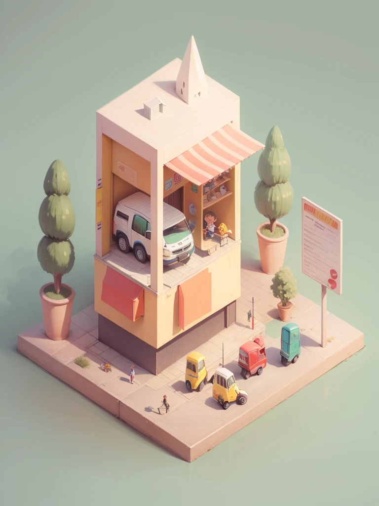 City-neighbourhood,5 big buildings, traffic lights, cars, motorcycles, lisses,children playing at road sides, toystores, White background,lime