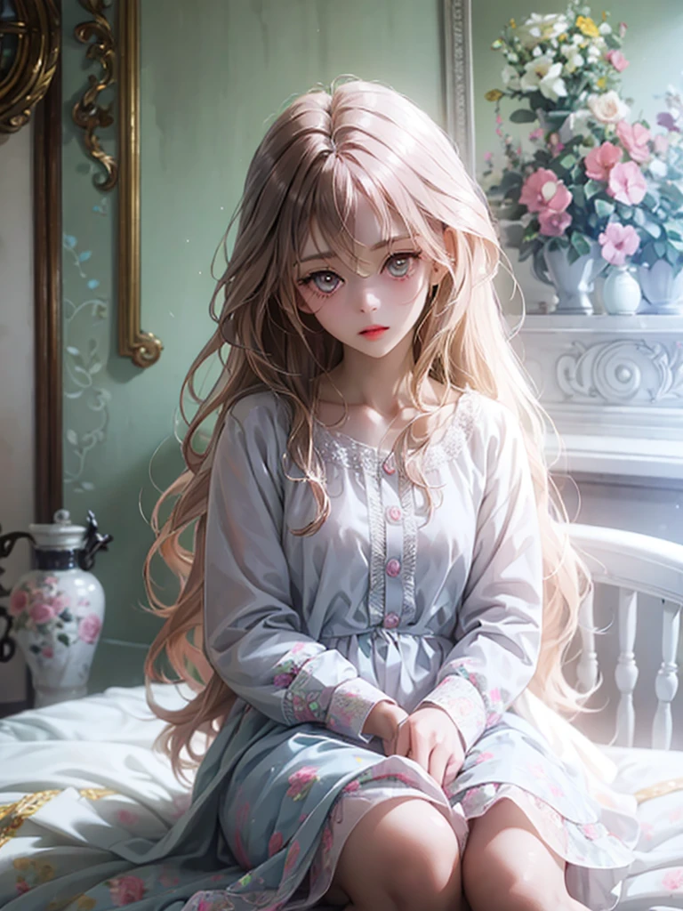 delicate Big eyes I have long hair Cute girl Pastel color clothes