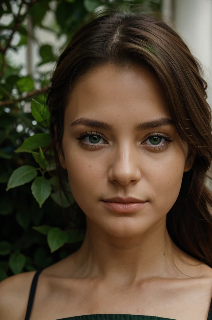 Colombienne, yeux verts, de face 