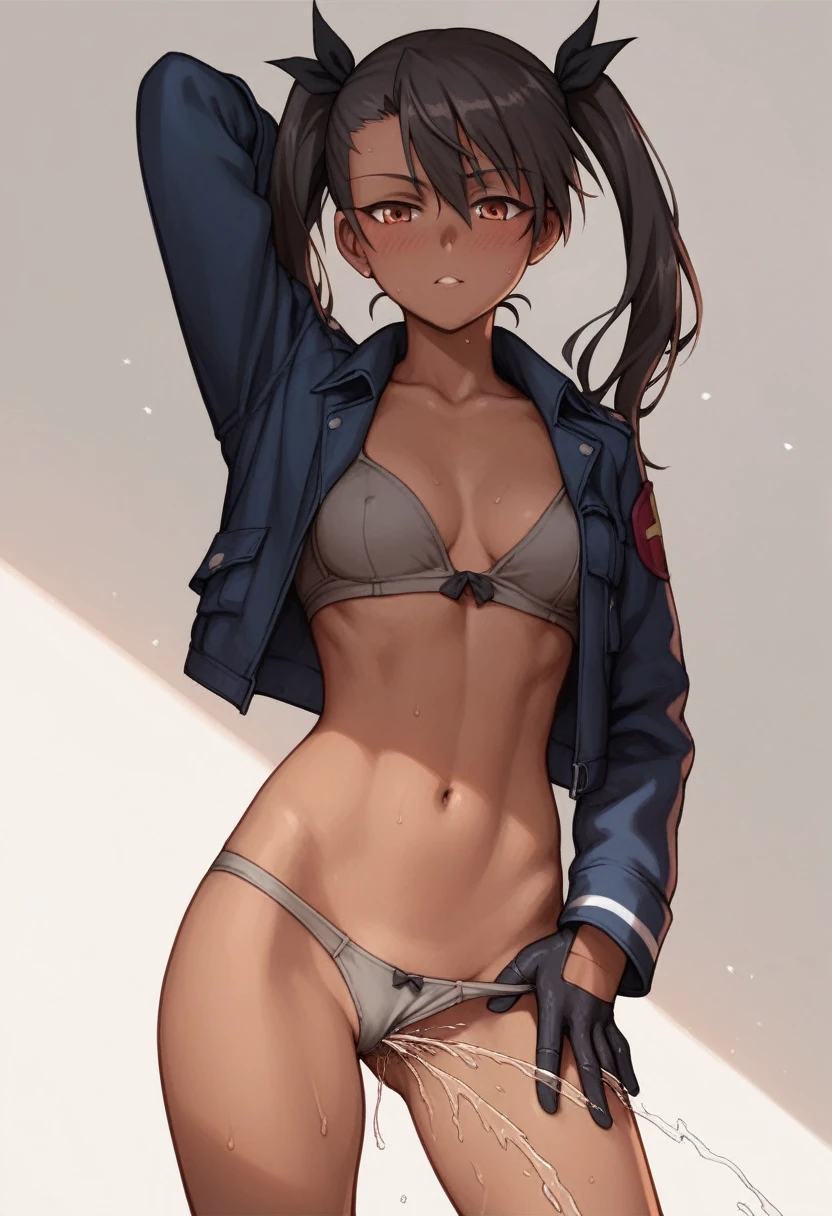Dark brown skin Strike Witches Chloe von Einzbern Dark brown skin Dark brown skin Bottom panties only Bottom panties Crotch full back panties Shyness Estrus Grey panties YoungTeen Black Hair Twin tails Straightlong Hair Fear of death Standing masturbation Squirting Ninja House female combatant