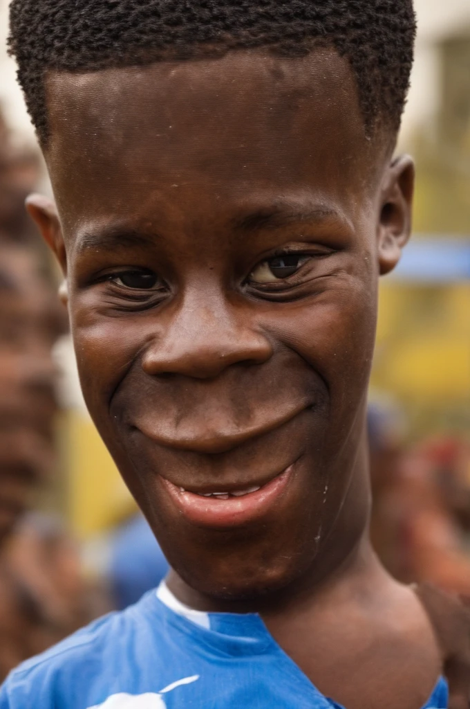 The avatar of a young black boy. Il a des tresses qui tombent et des yeux noirs