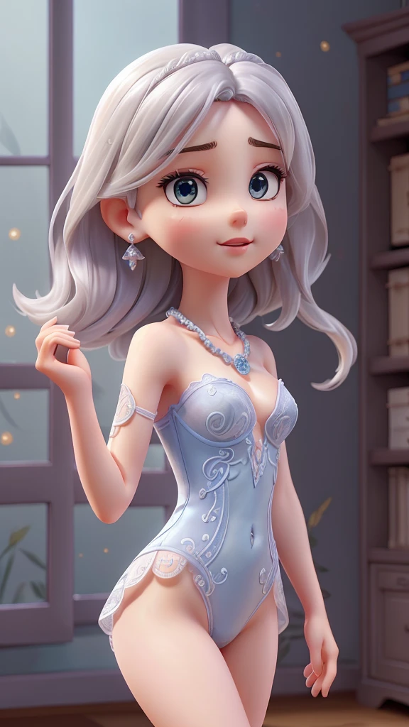 NSFW, hot, nude, blue lace thong&GOOD, (((very elegant and beautiful, perfect detail, super detailed))), whole body, The most detailed girl., Depth of written limit, 美しく詳細なwhole body, thin legs, 1 girl, 30 years, very short hair, spiky hair, gray and silver hair, beautiful detailed hair, Perfect face, Expressionless, Beautifully detailed deep eyes., open your mouth a little, Delicate arms and hands, pale skin, earrings, beautiful and beautiful necklace, colorful background, HD Background, blurred background, very delicate and beautiful, Masterpiece, (((of the highest quality, Very beautiful 8K CG wallpaper))), (((Fashion hairstyles))), (inside the room,elegant interior,window),