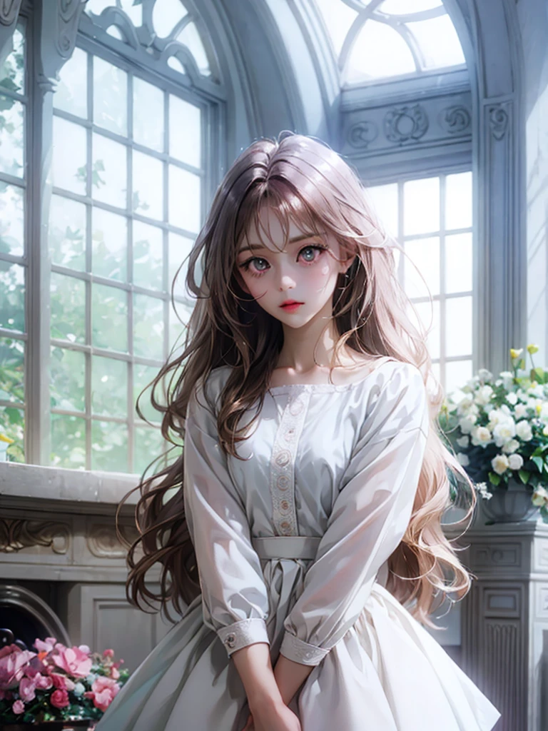 delicate Big eyes I have long hair Cute girl Pastel color clothes