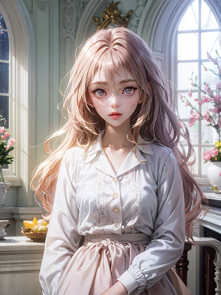 delicate Big eyes I have long hair Cute girl Pastel color clothes