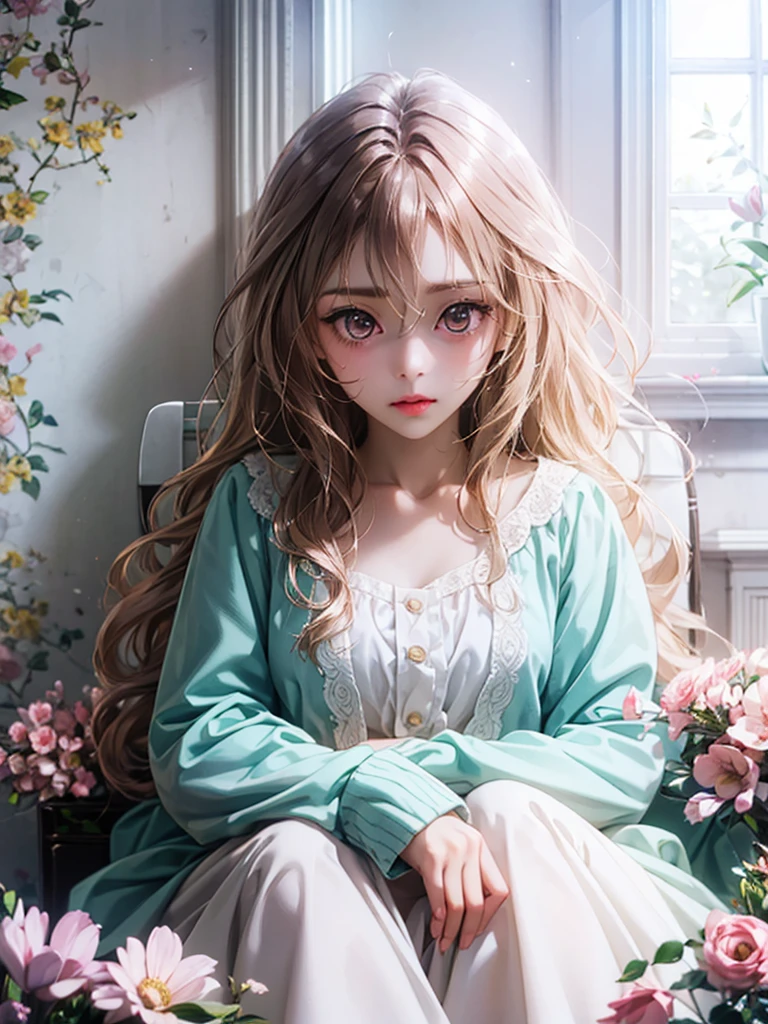 delicate Big eyes I have long hair Cute girl Pastel color clothes