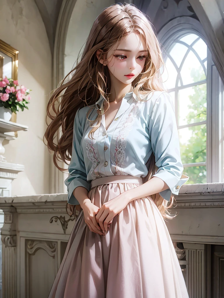 delicate I have long hair Cute girl Pastel color clothes