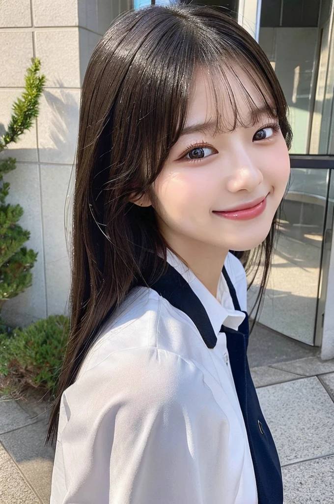 最high quality,Very detailed,finely,High resolution,8K壁紙,Perfect dynamic composition,Beautiful eyes,若い日本人woman,Age 25, Black Hair, thin, 4K, 8K, high quality, beauty, smile, Beautiful Eyes, Characterized by simplicity, High resolution,woman,Japanese Idols,Random facial expressions,White teeth,smile,whole body,Drawn angle of view,Smooth Hair,Selfie,Natural look,Random emotions,uniform,high school student