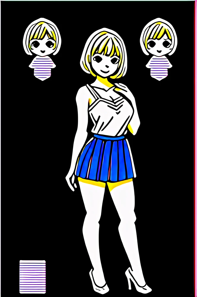 Character sheet, white background, chibi, female, with dress, cartoon style, high quality, high resolution
