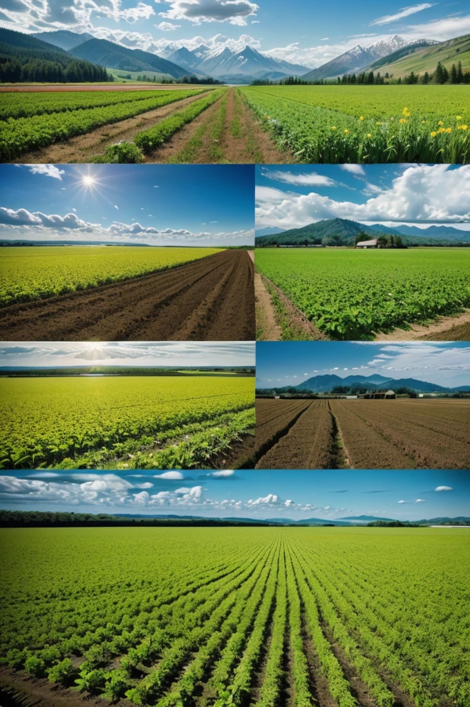 Benefits of Sustainable Agriculture
Enhances biodiversity and ecosystem services.
Reduces pollution and conserves water.
Improves soil health and fertility.
Increases resilience to climate change.
Supports rural economies and communities.
Draw a collage with above data without a human