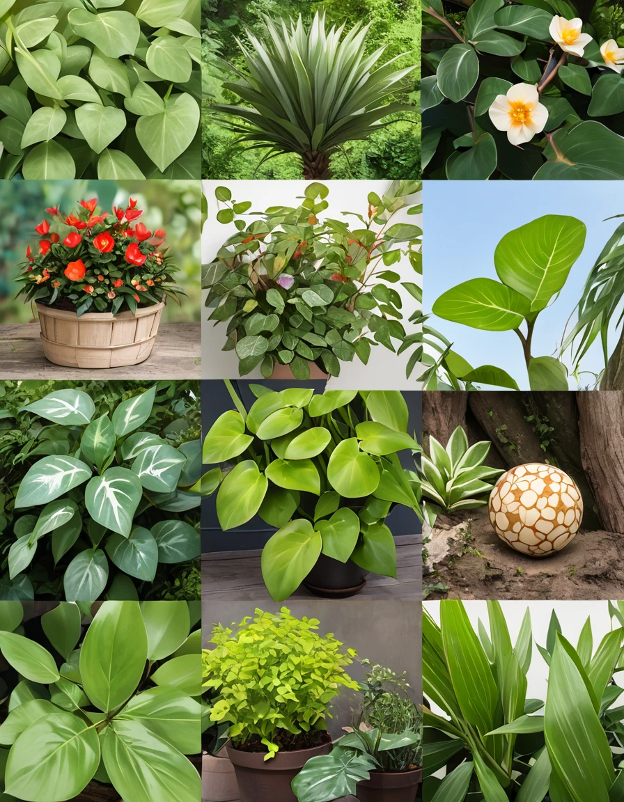 Foliage plant (Dioscorea elephantipes)magazin collage