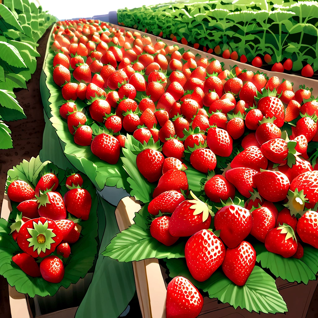 there are many strawberry growing in a row on the planter, strawberry fields forever, strawberry, strawberry, author：Masao Maeda, ❤🔥🍄🌪, author：Yasushi Sugiyama, Japanese Harvest, author：Hengshan Grand View, Tsubasa Nakai, author：Hiroyuki Tajima, 🦩🪐🐞👩🏻🦳