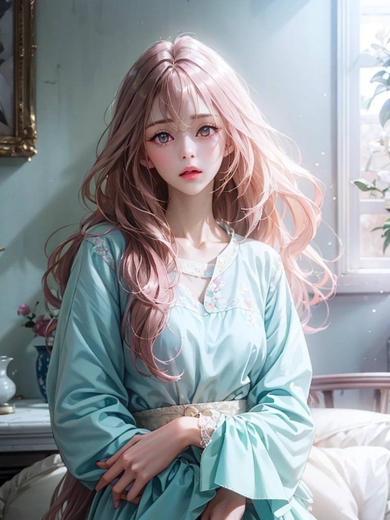delicate I have long hair Cute girl Pastel color clothes