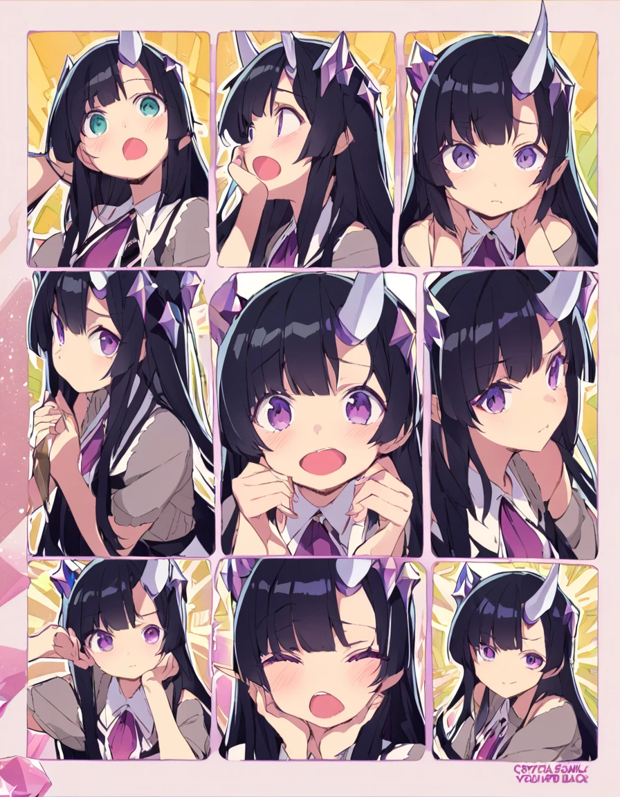 Place your hand on your cheek　Perfect Fingers　Insanely embarrassing　Crystal Horn　Shining Crystal Black Hair