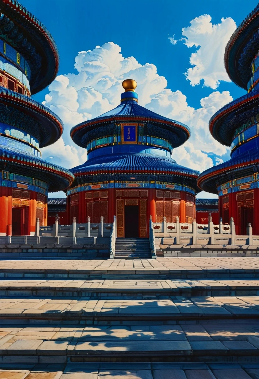 gangfeng, Temple of Heaven, , Chinese Architecture, White Cloud, Traditional design, stairs, symmetry, Circular Building, daytime