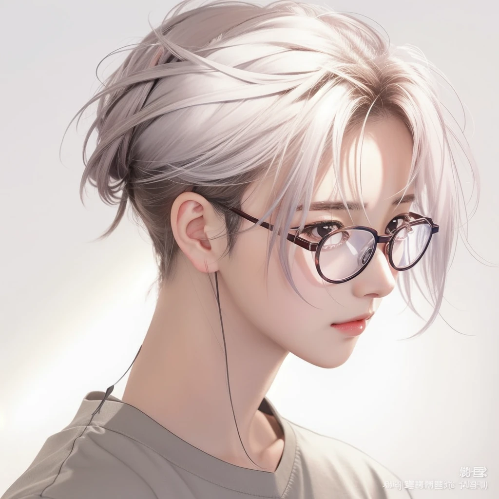 a close up of a woman with glasses and a blue shirt, realistic , manhwa, inspired by Ma Yuanyu, with glasses, ; visual novel, realistic young anime girl, visual novel cg, hyperrealistic , semi realistic anime, anime visual of a young woman, attractive anime girl, seductive anime girl, kawaii realistic portrait, sakimi chan