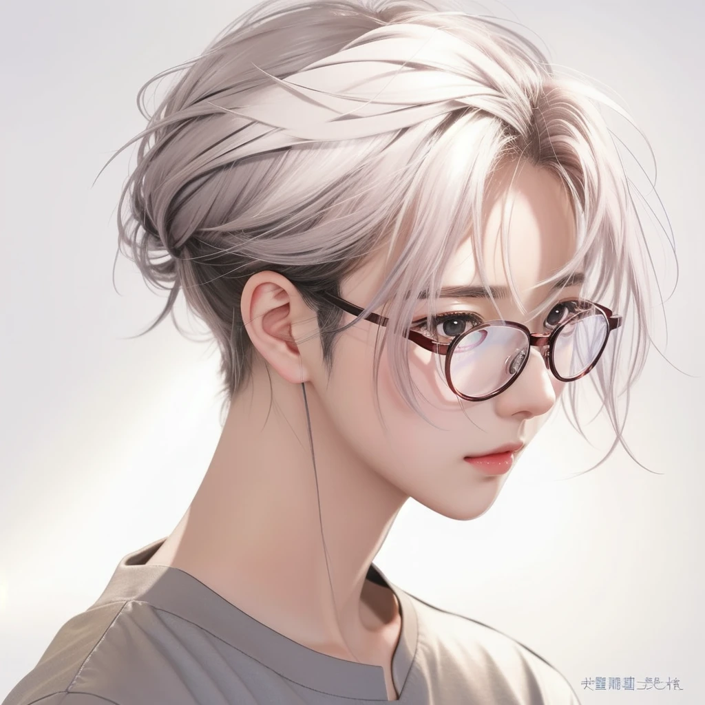 a close up of a woman with glasses and a blue shirt, realistic , manhwa, inspired by Ma Yuanyu, with glasses, ; visual novel, realistic young anime girl, visual novel cg, hyperrealistic , semi realistic anime, anime visual of a young woman, attractive anime girl, seductive anime girl, kawaii realistic portrait, sakimi chan