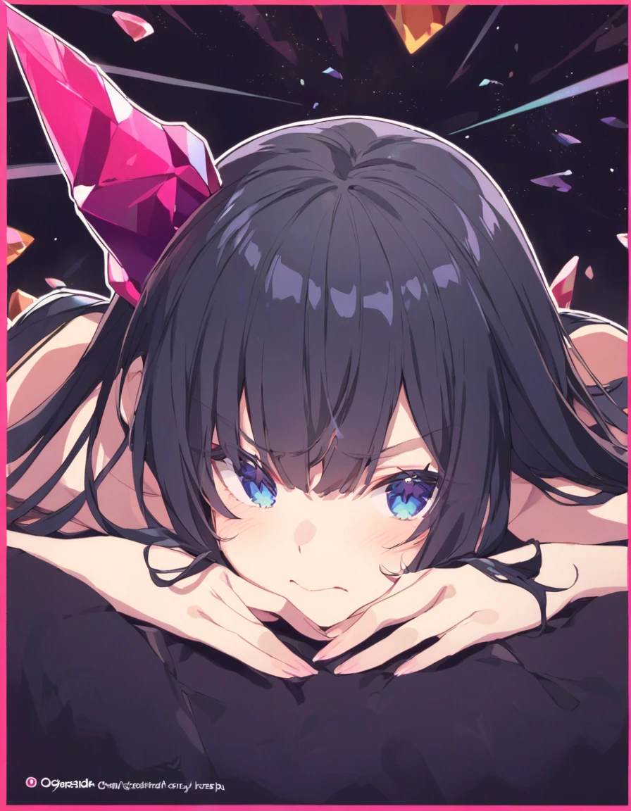 Place your hand on your cheek Perfect Fingers Insanely embarrassing Crystal Horn Shining Crystal Black Hair