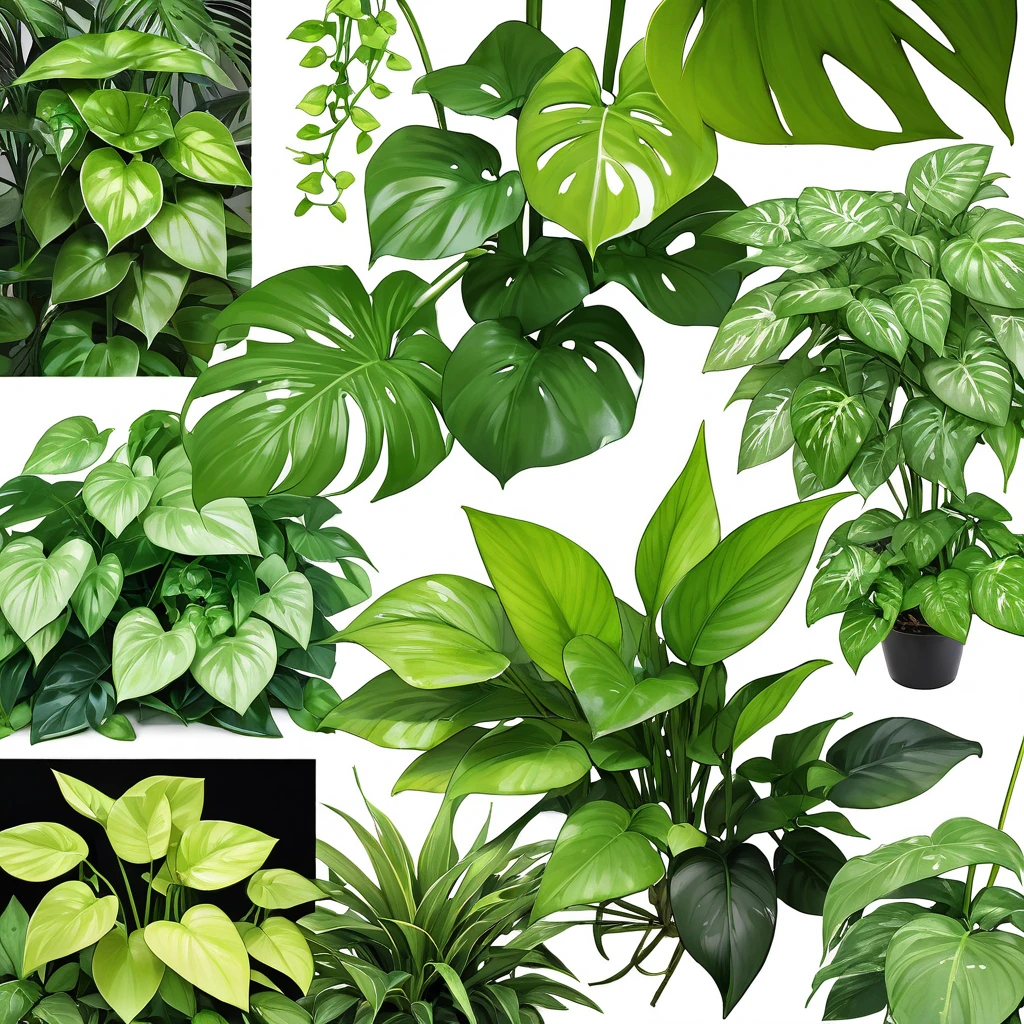 Foliage plant (Pothos Lime)magazin collage