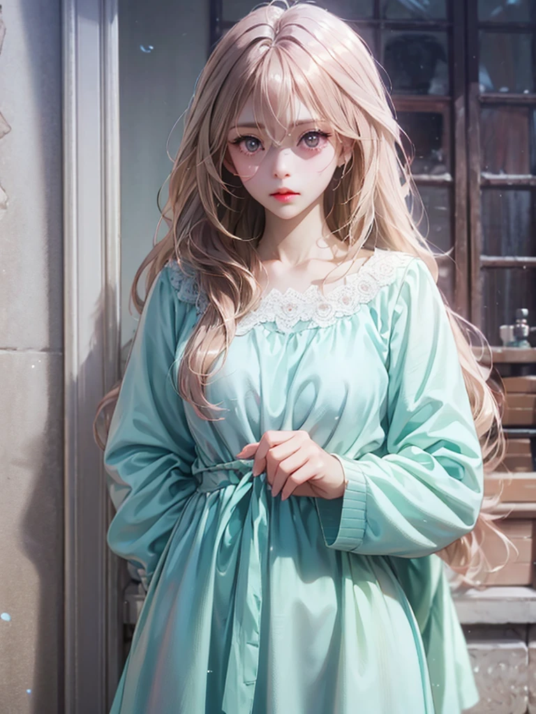 delicate Big eyes I have long hair Cute girl Pastel color clothes
