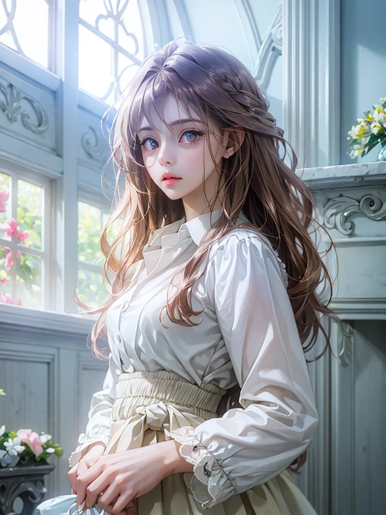 delicate Big eyes I have long hair Cute girl Pastel color clothes