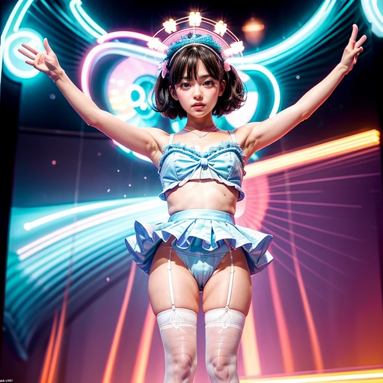 SFW Extremely Detailed KAWAII junior idols, ((Variations of Roundly Tiny buttocks)), ThighGap, ((TutuSkirt)) with Tiny Thongs, PUNIPUNI Radiant PearlSkin with clear transparency, (Exposed:-1.1), Absurd Detailed LifeLike Rendering, NeonColorParticles, (Acutance:0.85), (((Ultra-detailed CommercialPhoto))),