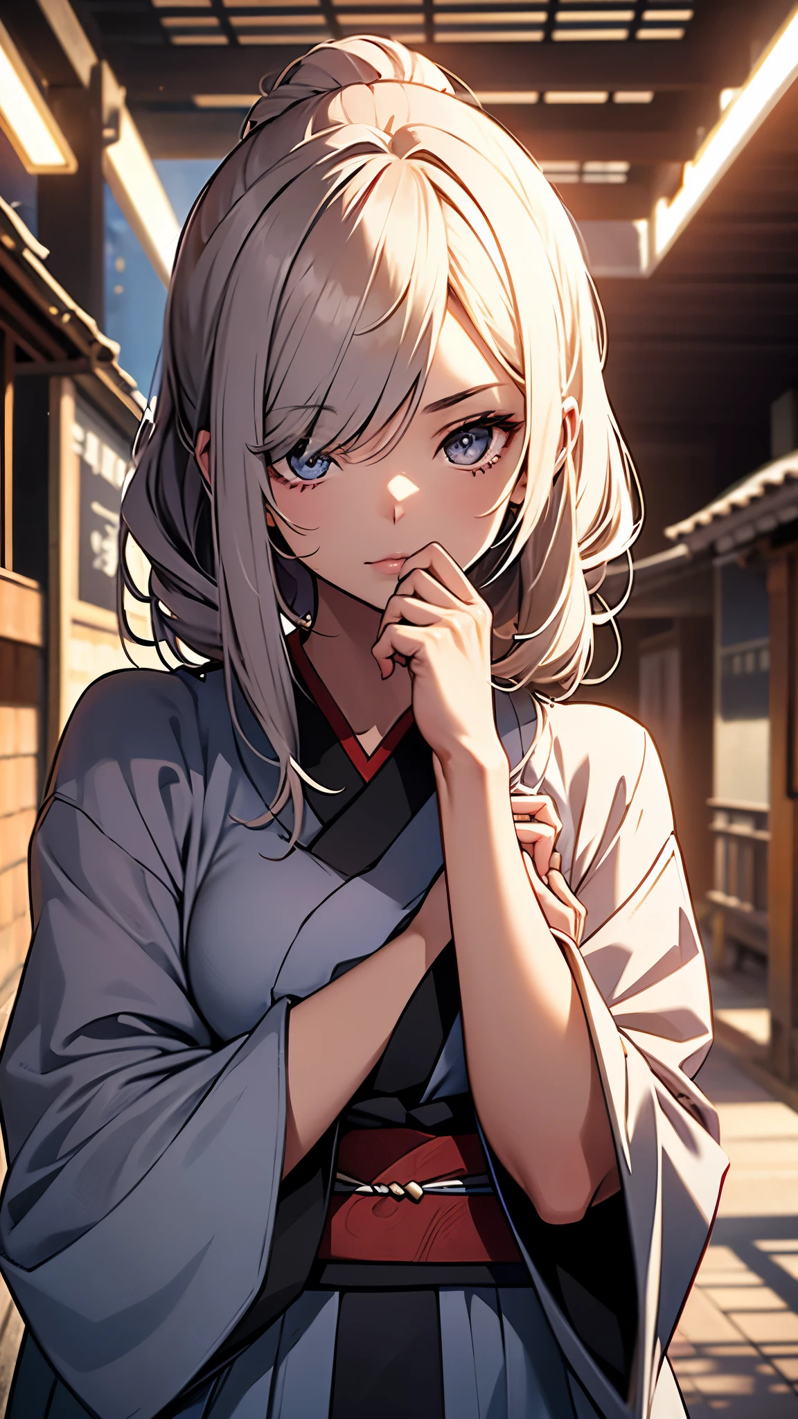 (1girl:1.3), Masterpiece, Best quality, amazing beauty, [[3D]], 4K, absurdres, finely detail, super detailed eye, perfect anatomy, official art, cinematic lighting, BREAK, A cute young girl with a single large eye in the middle of her face, dressed in simple traditional Japanese clothing.
