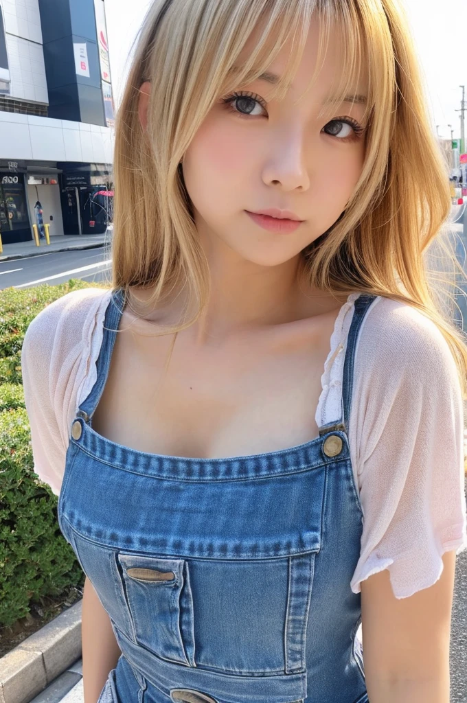 busty japanese lady、whole body、front、The most beautiful woman in Japan、Casual Style、one piece、Bright eyes with sharp details(Looking into the camera)Blonde、
