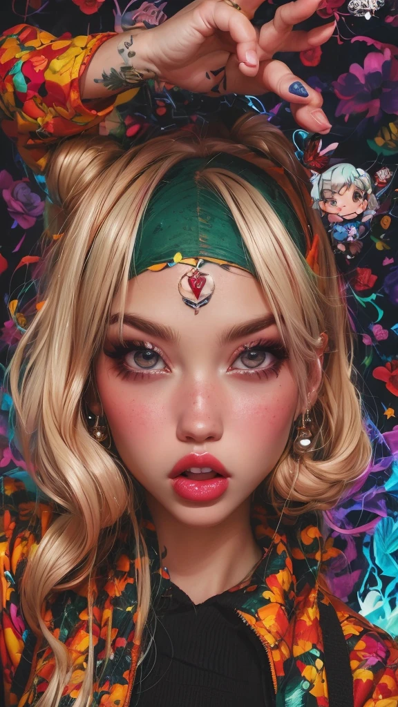 The character costume is KPOP, 9 sets of anime character stickers with different expressions, Hallyu collection style, Anime K-pop art style, Hallyu frontline style, Hallyu art style, kpop style, Official artwork, Chibi Art, Pisif, Blackpink style, Cute KPOP artwork in various poses, The popularity of the art station Pisif, lingerine, chibi,