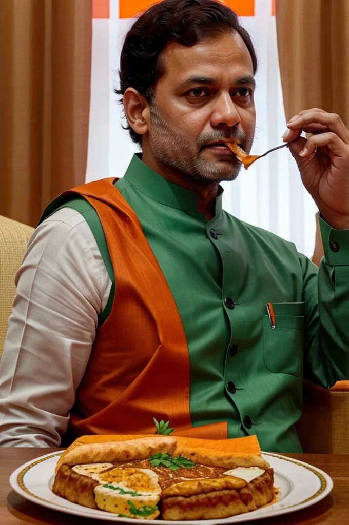 Narendra modi watching Rahul Gandhi while eating