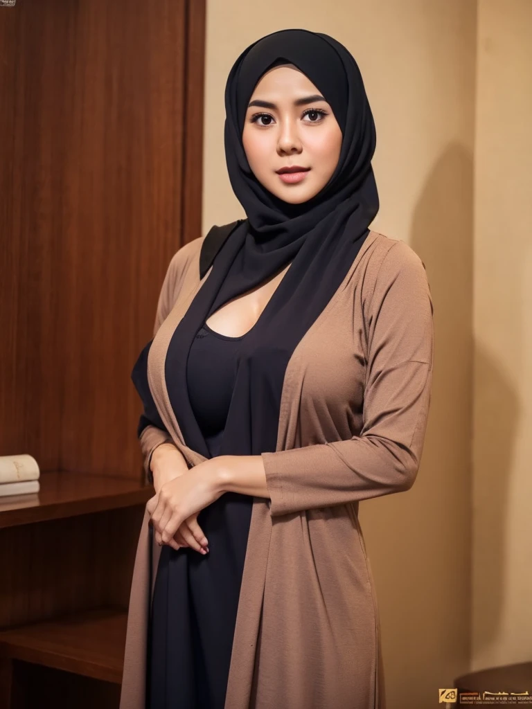 25 years Old, Hijab Indonesian mature woman, Big Tits : 66.9, Gamis, Breast out from her clothes : 1.9, at doctor office, Dark light, at Nighttime