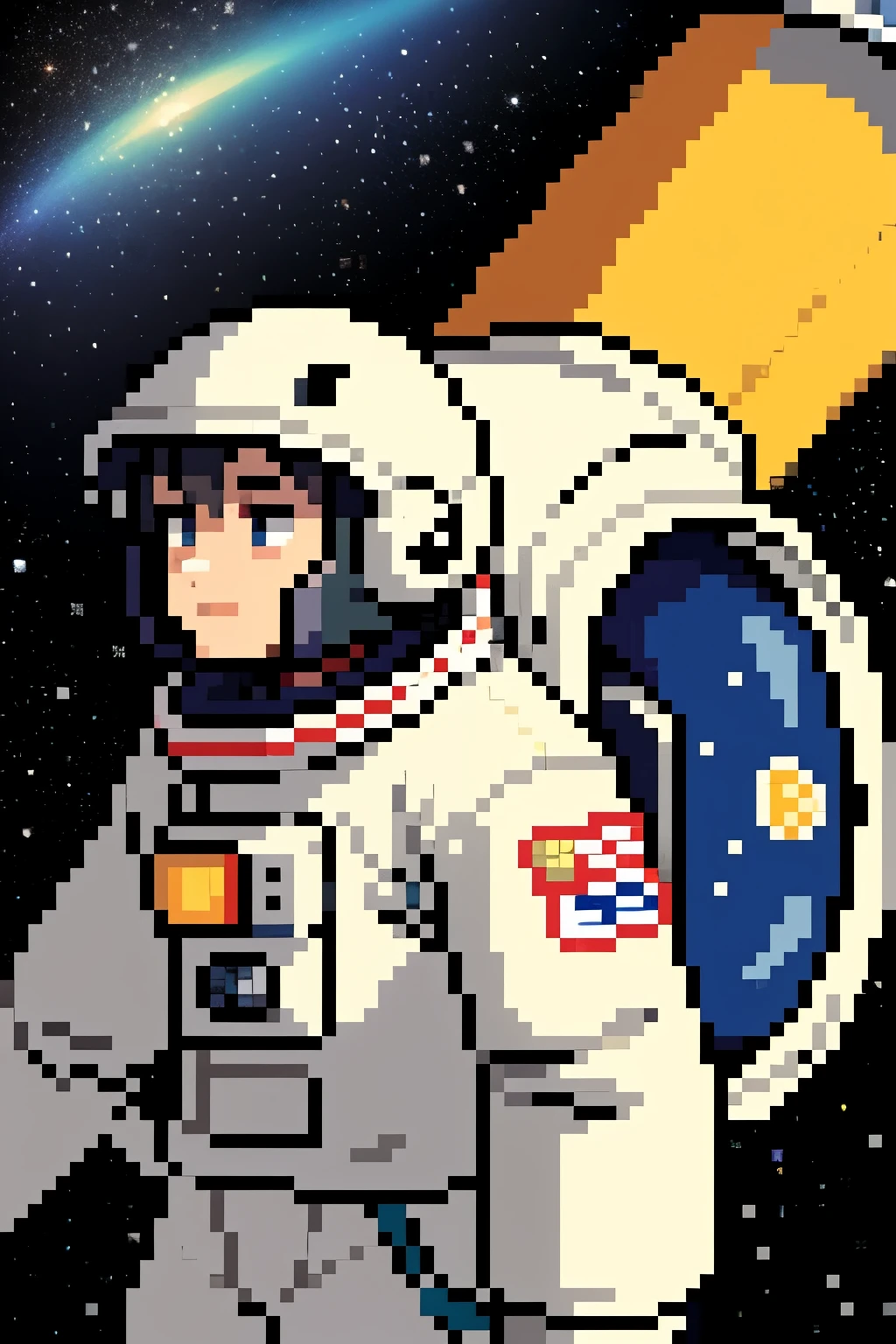 Make an astronaut (naughty man) with a helmet that covers your, he is wandering through space