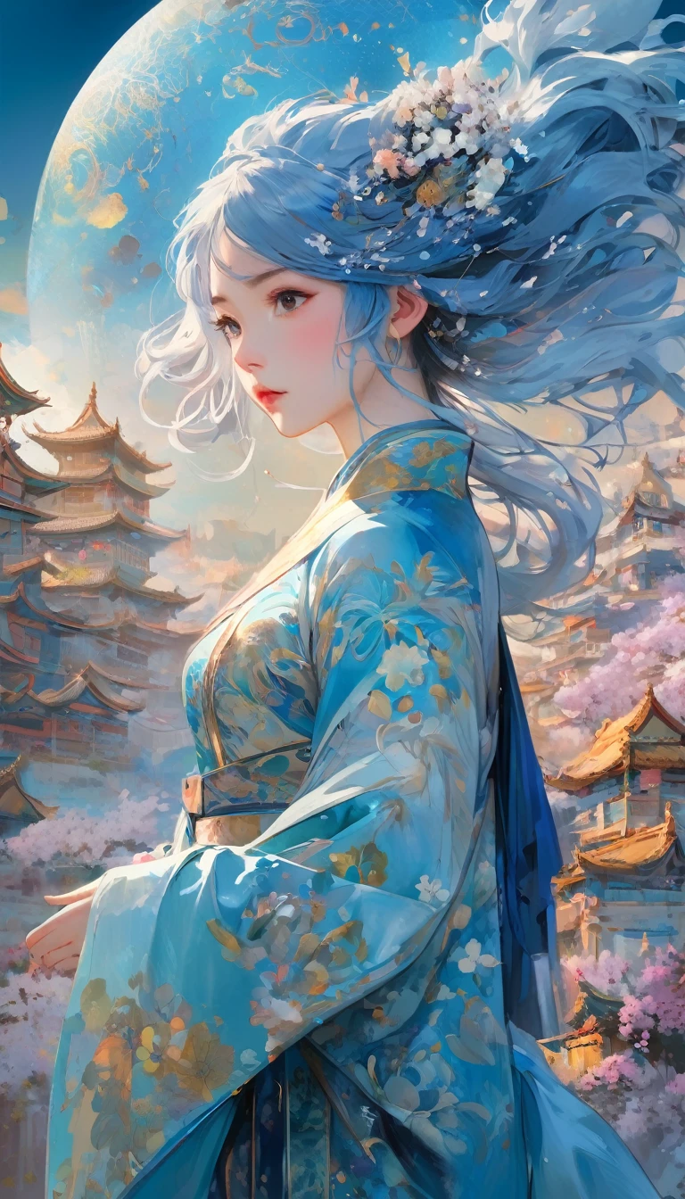 (Imaginative Painting:1.3) of (Extremely detailed:1.3) of ((一位身着面纱长袍of神秘先知, with eyes that hold secrets of the future. 神秘of紫色, sky blue, 和隐藏of光芒. Mystery.:1.3)), , Super Resolution, Ultra HD, Megapixels,,(author:Artist Franklin Booth:1.3),(author:Peter Wileman:1.3),Bust,front Photo